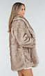 Beige Imitatiebont Jas met Ceintuur