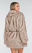 Beige Imitatiebont Jas met Ceintuur