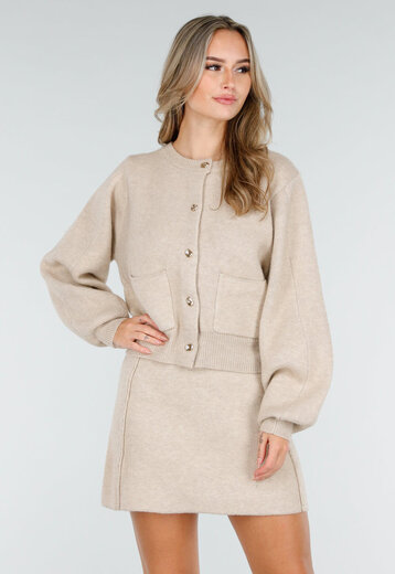 Beige Gebreide Two-Piece Set