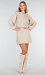 Beige Twee-Delige Set met Gebreid Vest en Rok