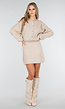 Beige Twee-Delige Set met Gebreid Vest en Rok