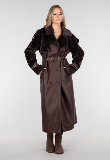 Bruine Jas met Fur Details