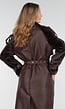 Bruine Lange Jas met Faux Fur en Ceintuur