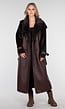 Bruine Lange Jas met Faux Fur en Ceintuur
