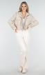 Licht Beige Cropped Jas met Grote Borstzakken en Epauletten