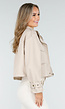 Licht Beige Cropped Jas met Grote Borstzakken en Epauletten