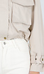 Licht Beige Cropped Jas met Grote Borstzakken en Epauletten