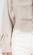 Beige Gebreid Vest met Nepbontkraag en Strikdetails
