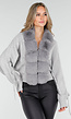 Grijs Gebreid Vest met Faux Fur Kraag en Strikdetails