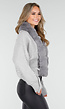 Grijs Gebreid Vest met Faux Fur Kraag en Strikdetails