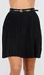 Zwarte Plissé Stretch Rok met Afneembare Riem