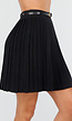 Zwarte Plissé Stretch Rok met Afneembare Riem