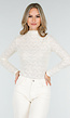 Crèmekleurige Kant Top met Lange Mouwen en Hoge Hals
