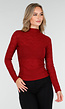Rode Kant Stretch Top met Lange Mouwen en Hoge Hals