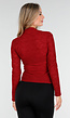 Rode Kant Stretch Top met Lange Mouwen en Hoge Hals