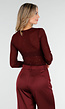 Bordeauxrode Glitter Body met V-Hals en Lange Mouwen