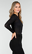 Zwarte Glitter Body met V-Hals en Overslag