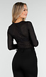 Zwarte Glitter Body met V-Hals en Overslag
