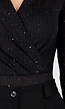 Zwarte Glitter Body met V-Hals en Overslag