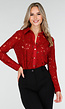 Rode Kanten Blouse met Knoopsluiting en Lange Mouwen