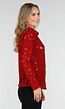Rode Kanten Blouse met Knoopsluiting en Lange Mouwen