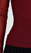 Bordeauxrode Mesh Top met Vierkante Halslijn