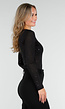 Zwarte Glitter Stretch Top met Lange Mouwen