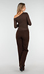Bruine One Shoulder Top met Lange Mouwen
