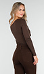 Bruine One Shoulder Top met Lange Mouwen