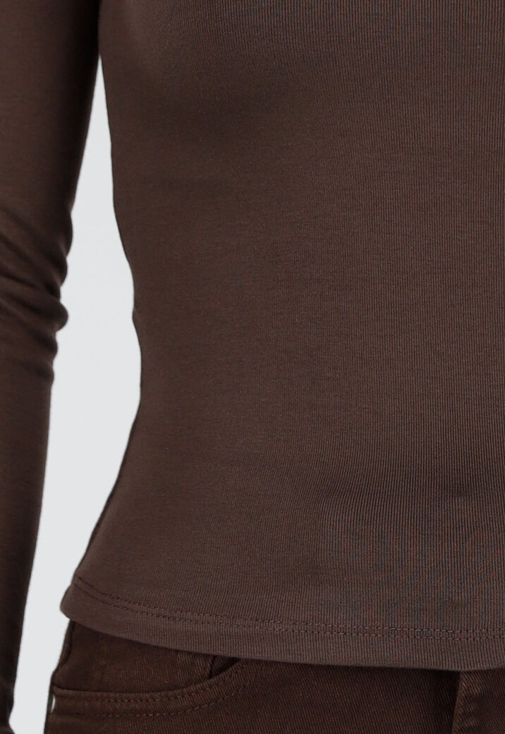 Bruine One Shoulder Top met Lange Mouwen