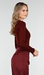 Bordeauxrode One Shoulder Top met Lange Mouwen