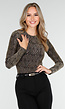 Gouden Body met Print en Lange Mouwen