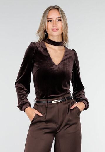 Bruine Fluwelen Stretch Top