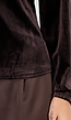 Bruine Velours Top met Cut-Out Halslijn en Lange Mouwen