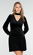 Zwarte Fluwelen Top met V-Hals en Choker Detail