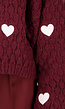 Bordeauxrode Gebreide Trui met Hartjesprint