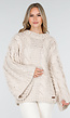 Beige Oversized Kabeltrui met Wijde Mouwen