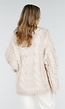 Beige Oversized Kabeltrui met Wijde Mouwen