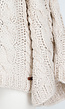 Beige Oversized Kabeltrui met Wijde Mouwen
