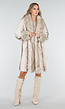 Beige Faux Fur Jas met Brede Revers en Zakken