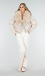 Beige Pufferjas met Bontkraag en Drukknopen
