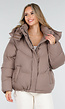 Taupe Pufferjas met Capuchon en Rits