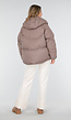 Taupe Pufferjas met Capuchon en Rits