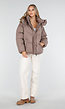 Taupe Pufferjas met Capuchon en Rits