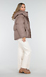 Taupe Pufferjas met Capuchon en Rits