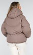 Taupe Pufferjas met Capuchon en Rits