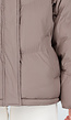 Taupe Pufferjas met Capuchon en Rits