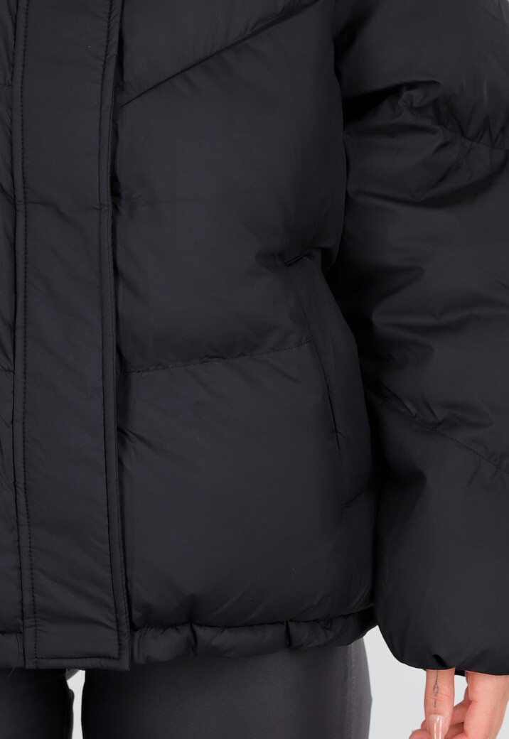 Zwarte Puffer Jas met Capuchon en Ritssluiting