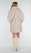 Beige Bontjas Jas met Grote Kraag en Steekzakken