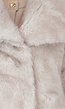 Beige Bontjas Jas met Grote Kraag en Steekzakken